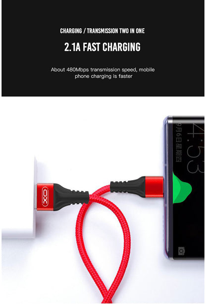 Data- och laddningskabel USB-A - microUSB XO Design NB118, 18W, 1m, Röd