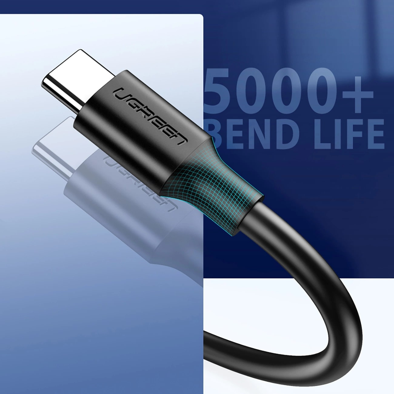 UGREEN US184 USB-A to USB-C Data and Charging Cable, 18W, 0.5m, Black