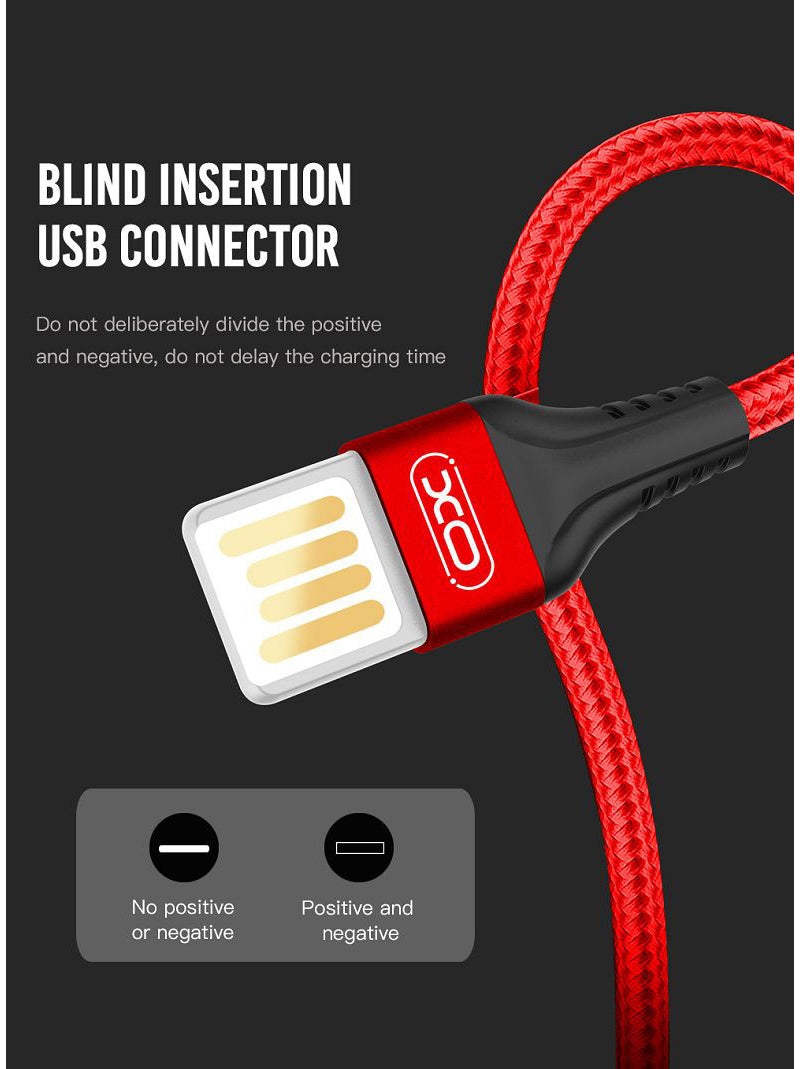 Data- och laddningskabel USB-A - microUSB XO Design NB118, 18W, 1m, Röd