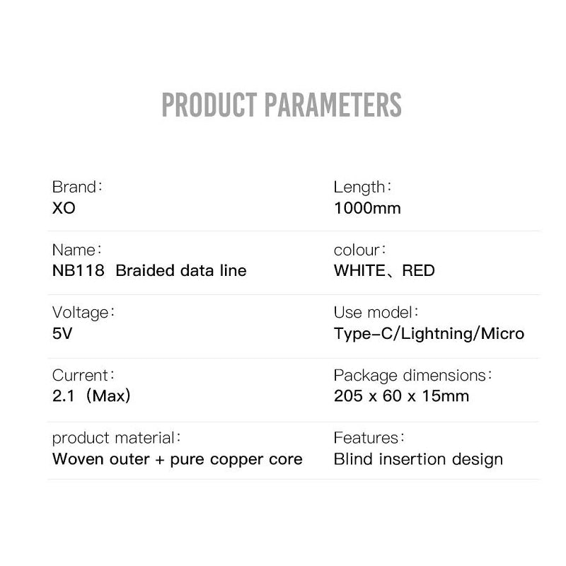 Data- och laddningskabel USB-A - microUSB XO Design NB118, 18W, 1m, Röd