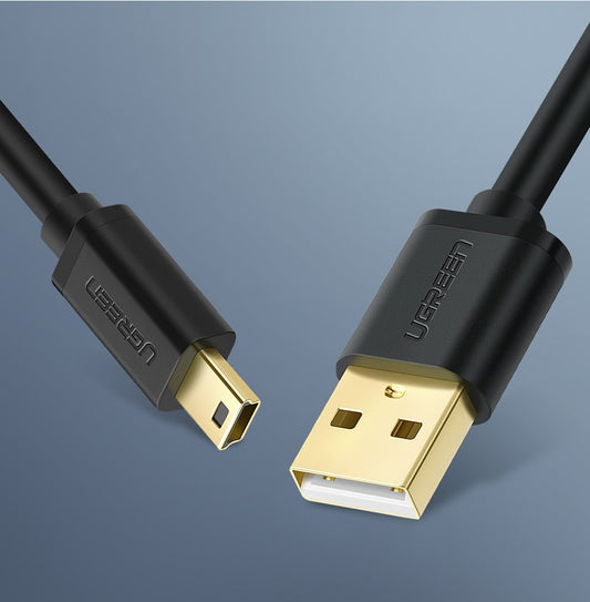 USB-A - miniUSB UGREEN US132 data- och laddningskabel, 2m, Svart