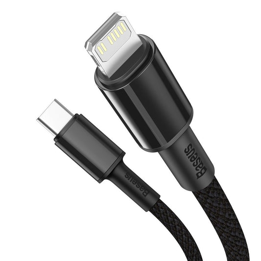 USB-C till Lightning data- och laddningskabel Baseus High Density Flätad, 20W, 2m, Svart CATLGD-A01