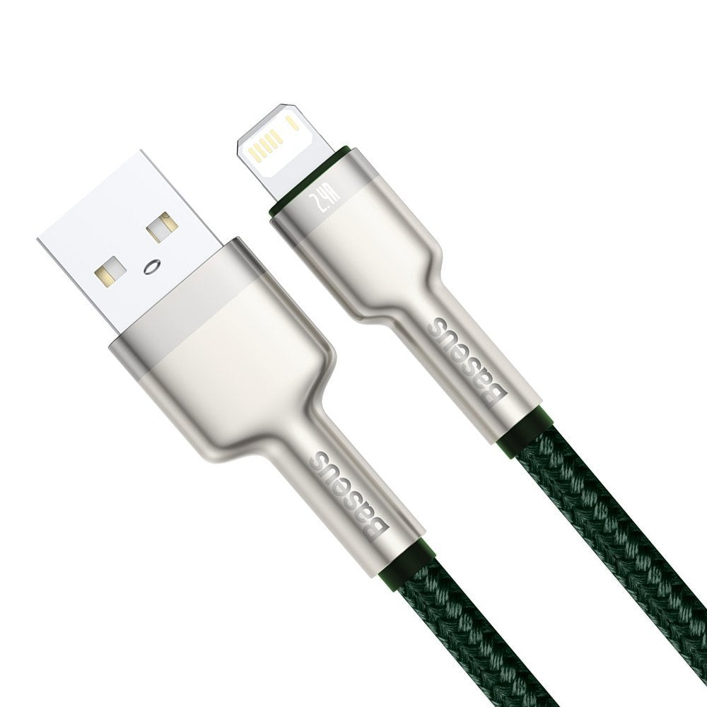 USB-A - Lightning Data- och Laddningskabel Baseus Cafule Metal Series, 18W, 1m, Grön CALJK-A06