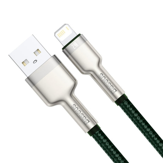 USB-A to Lightning Data and Charging Cable Baseus Cafule Metal Series, 18W, 2m, Green CALJK-B06