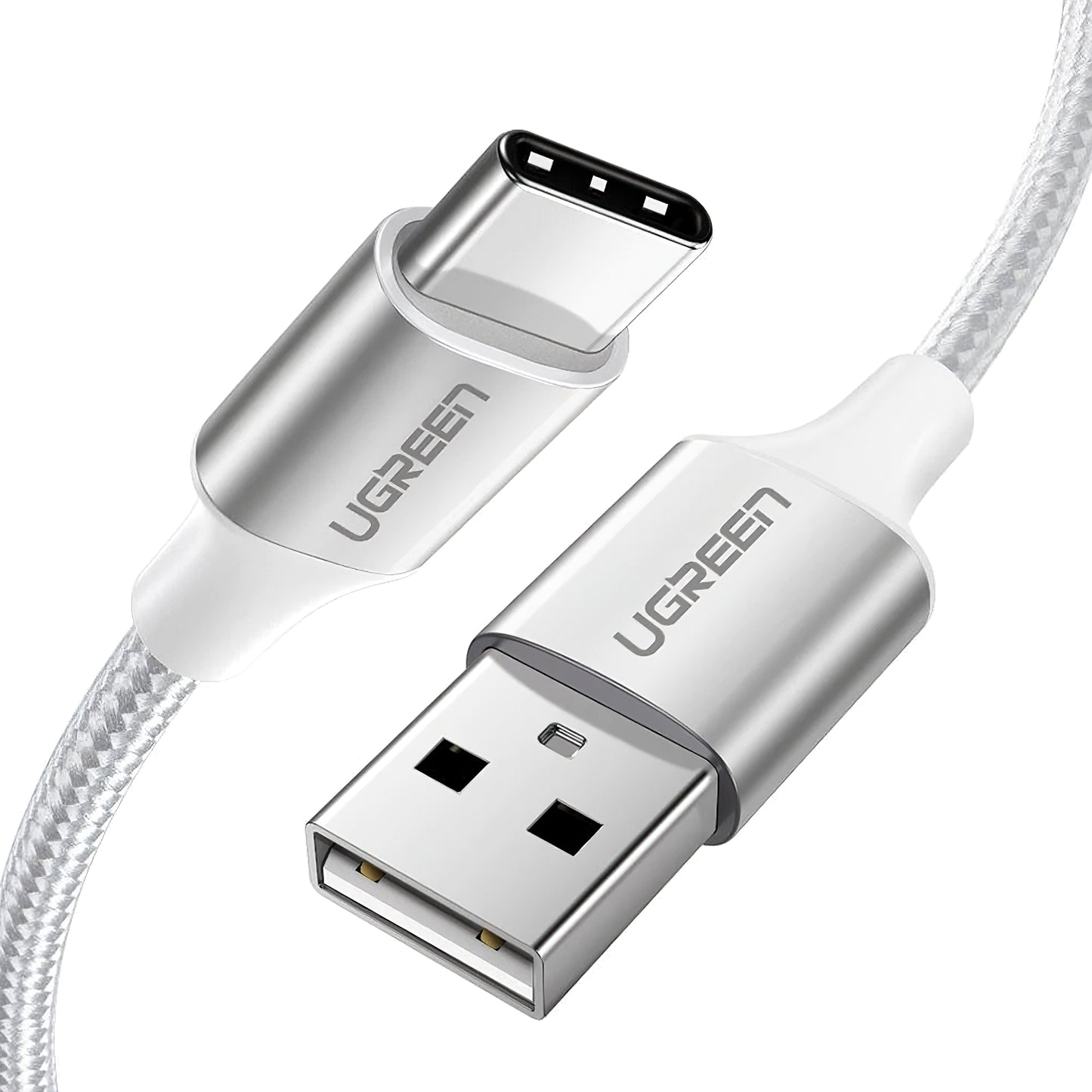 USB-A till USB-C UGREEN US288 data- och laddningskabel, 18W, 2m, Vit
