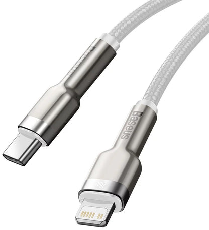 USB-C till Lightning-laddnings- och datakabel Baseus Cafule Metal Series, 20W, 2m, Vit CATLJK-B02