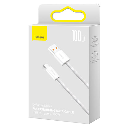 USB-A - USB-C data- och laddningskabel Baseus Dynamic Series, 100W, 1m, Vit CALD000602