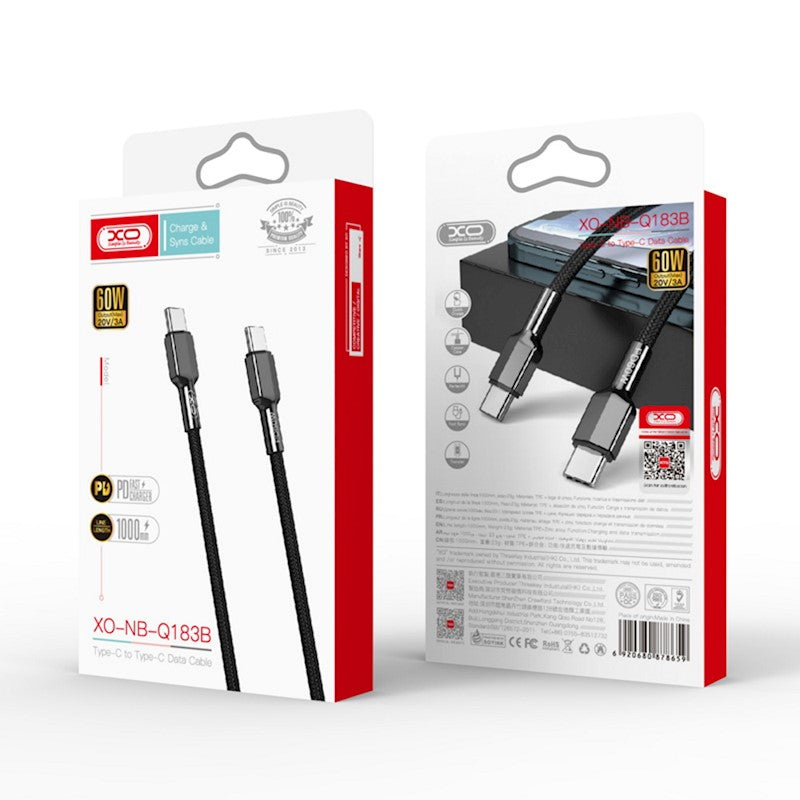 USB-C Data and Charging Cable - USB-C XO Design NB183B, 60W, 1m, Black