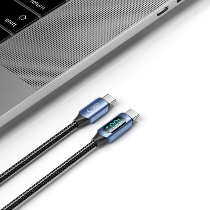 USB-C data- och laddningskabel - USB-C Tech-Protect Ultraboost LED, 100W, 1m, Blå 