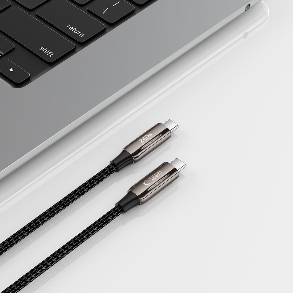 USB-C Data- och Laddningskabel - USB-C Tech-Protect UB10T Ultraboost, 240W, 1m, Svart