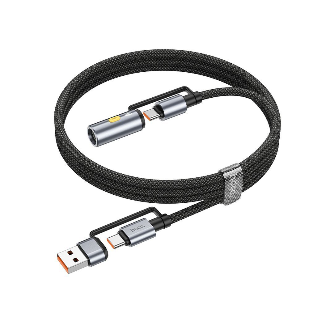 USB-C / USB-A Data and Charging Cable - USB-C / HOCO U138 Electric Lighter, 60W, 1.2m, Black