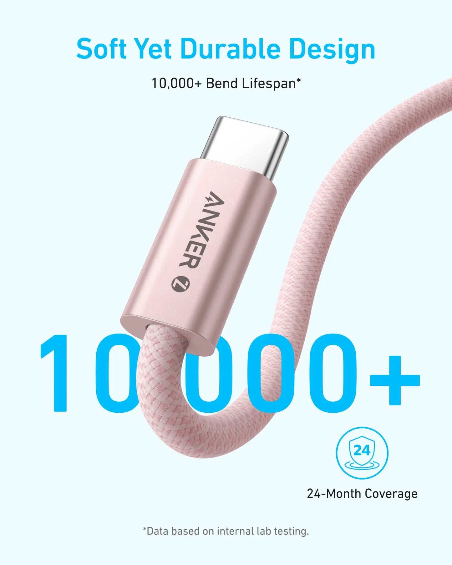 USB-C Data- och Laddningskabel - USB-C Anker Zolo, 240W, 1m, Svart A8060H11