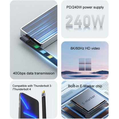 USB-C - USB-C OEM Vinklad 8K Video, 240W, 0.15m, Svart