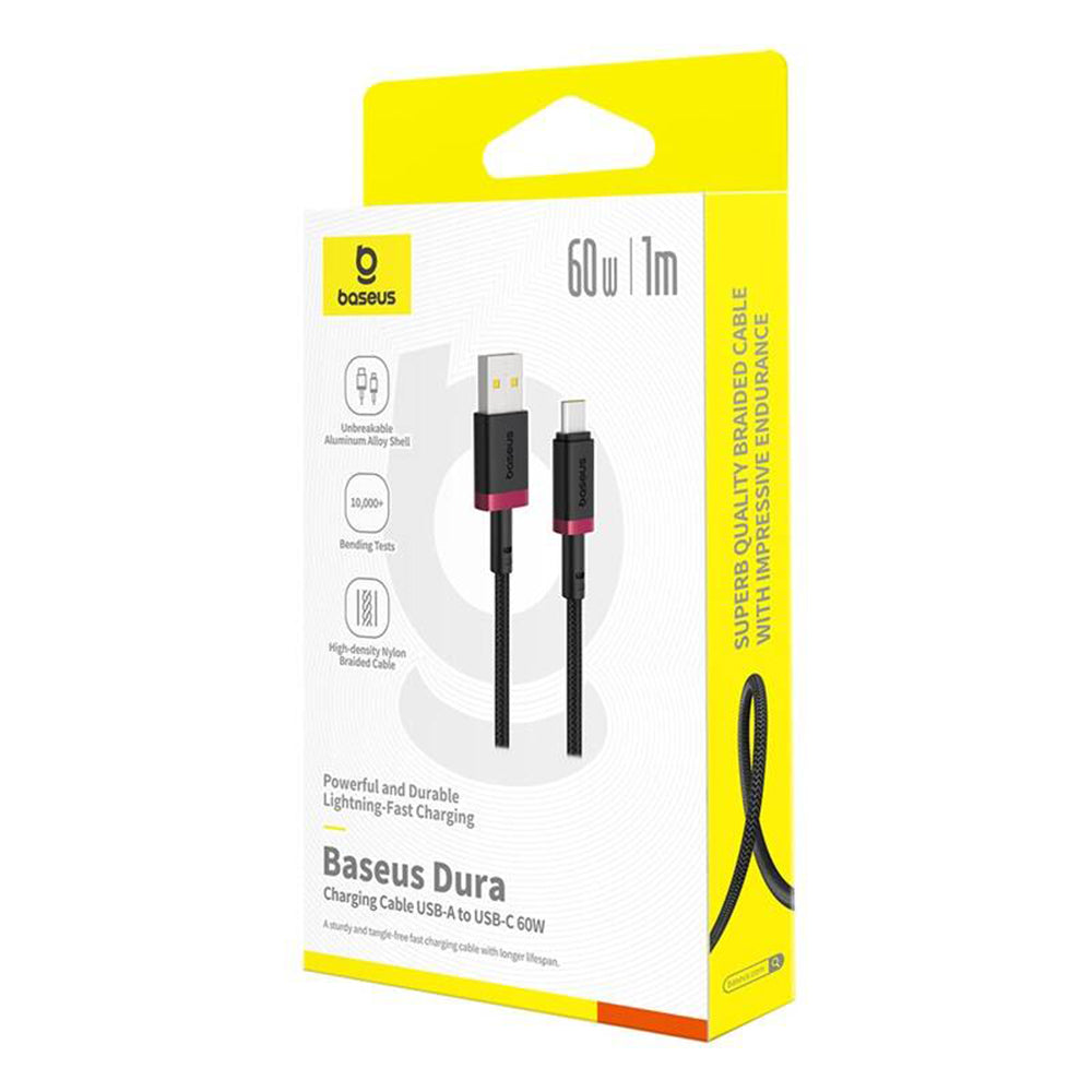 Data- och laddningskabel USB-A till USB-C Baseus Dura Series, 60W, 2m, Röd P10377802U01-03