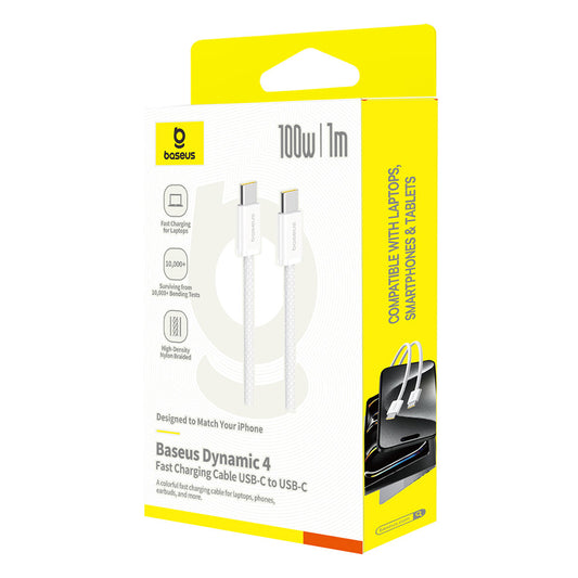 USB-C till USB-C Data- och Laddningskabel Baseus Dynamic 4 Series, 100W, 1m, Vit P10381400211-00