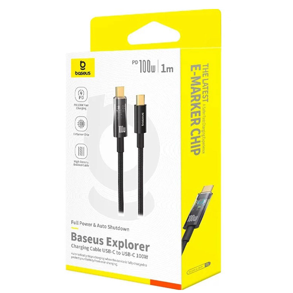 USB-C till USB-C Data- och Laddningskabel Baseus Explorer, 100W, 1m, Svart P10319703111-00