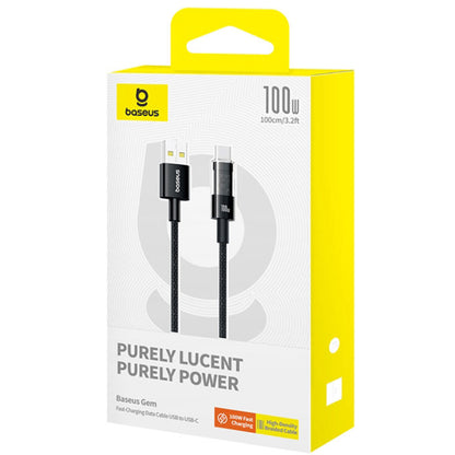 USB-A till USB-C Baseus Gem data- och laddningskabel, 100W, 1m, Svart P10373002111-00