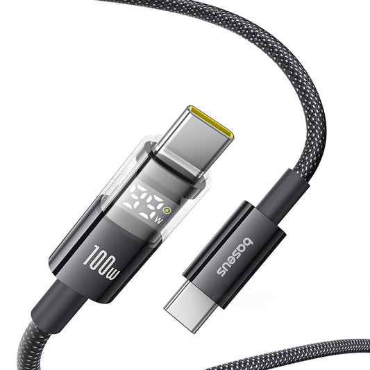 USB-C till USB-C Data- och Laddningskabel Baseus Display 2, 100W, 1m, Svart P10382702121-00