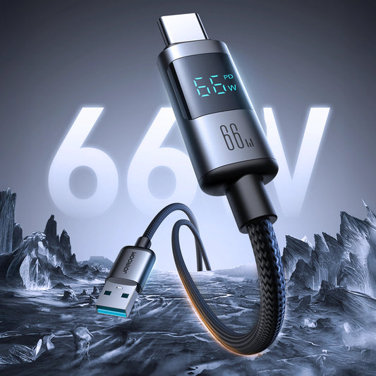 USB-A till USB-C data- och laddningskabel Joyroom S-A16 Pro Prism Display, 66W, 1.2m, Svart