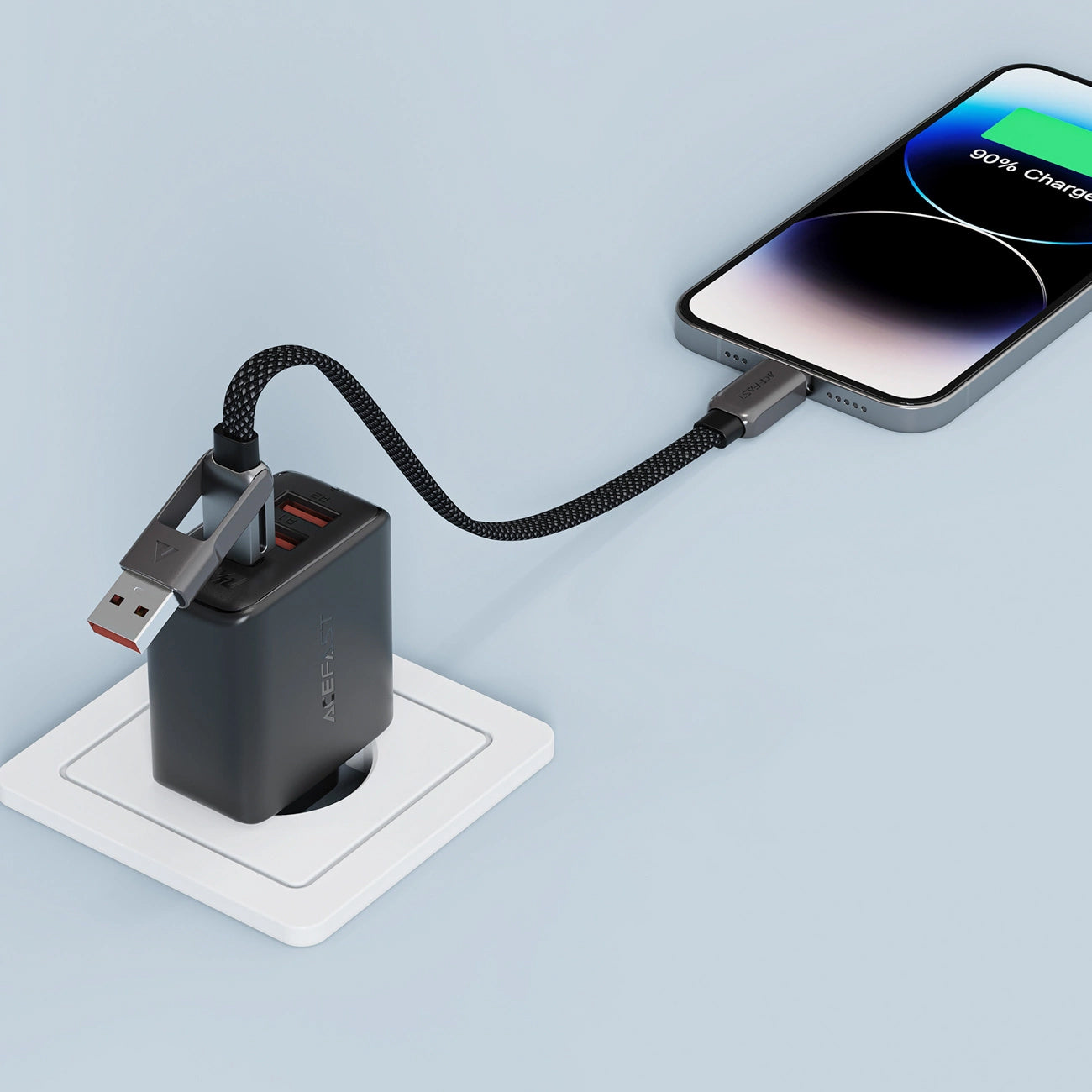 USB-C - USB-A / USB-C Acefast C13-05 data- och laddningskabel, 60W, 0.2m, Svart