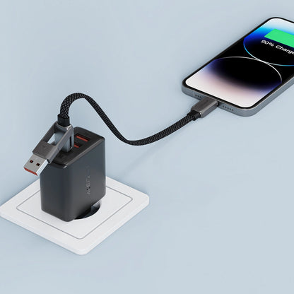 USB-C - USB-A / USB-C Acefast C13-05 data- och laddningskabel, 60W, 0.2m, Svart