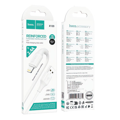 Data- och laddningskabel USB-A - Lightning HOCO X120, 18W, 1m, Vit