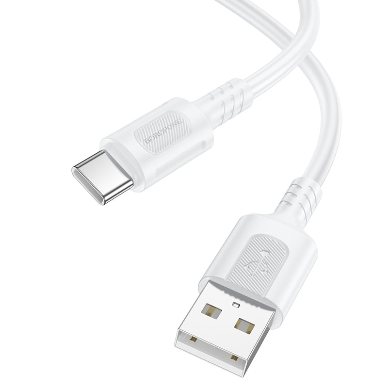 USB-A till USB-C data- och laddningskabel Borofone BX111 Feliz, 20W, 1m, Vit