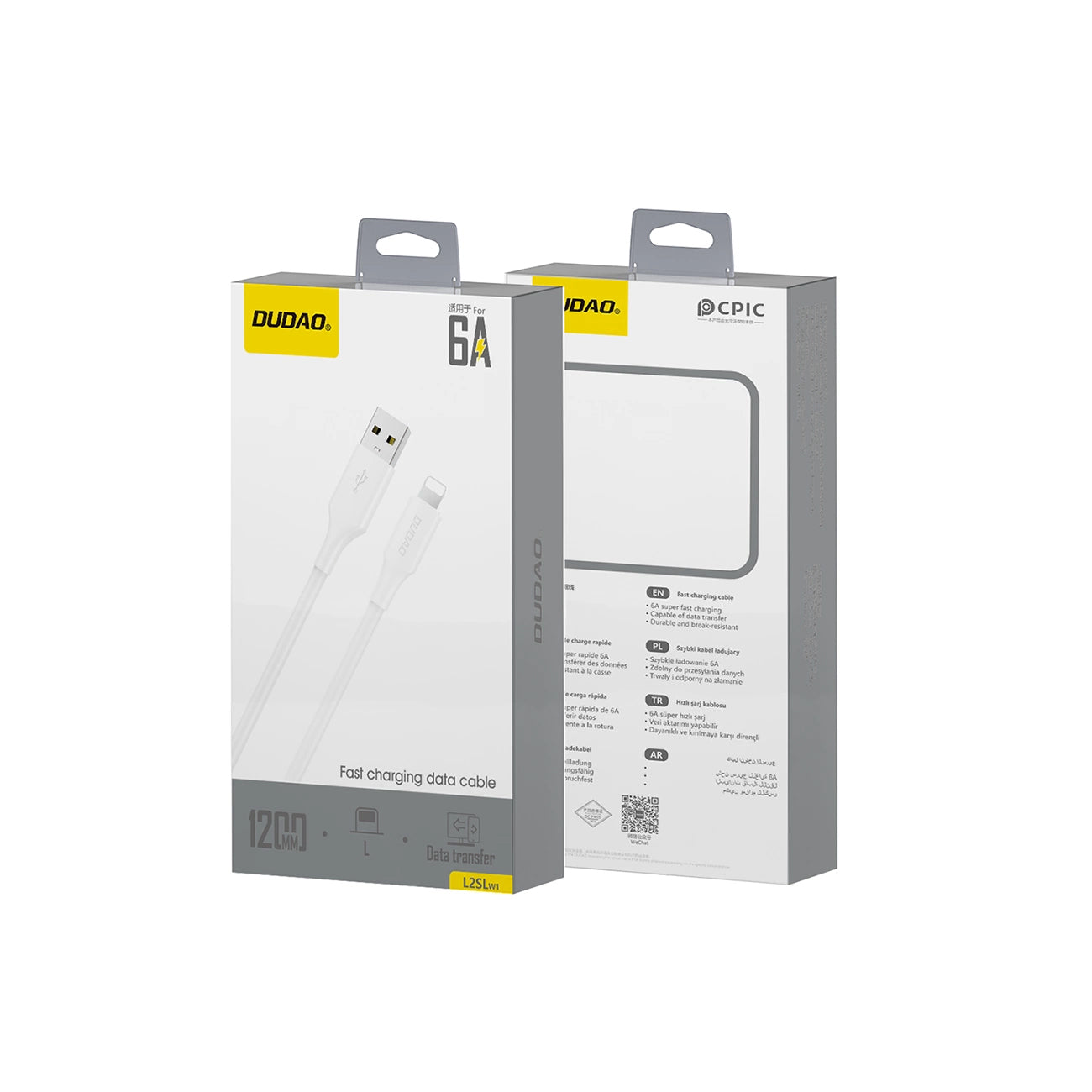 USB-A - Lightning Dudao L2sL data- och laddningskabel, 30W, 1.2m, Vit