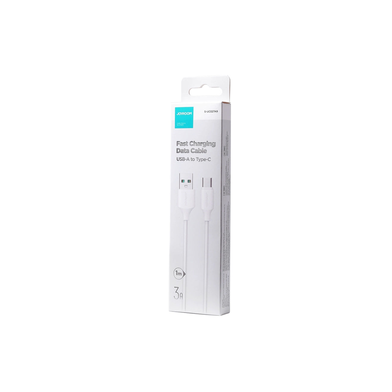 USB-A till USB-C Joyroom S-A9 data- och laddningskabel, 20W, 1m, Vit