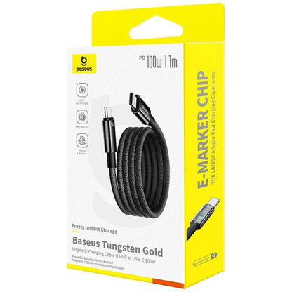 USB-C till USB-C Data- och Laddningskabel Baseus Tungsten Gold, 100W, 1m, Svart P10319805111-00