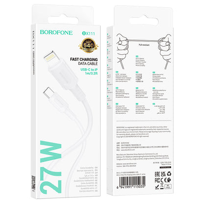 USB-C till Lightning Laddnings- och Datakabel Borofone BX111 Feliz, 27W, 1m, Vit
