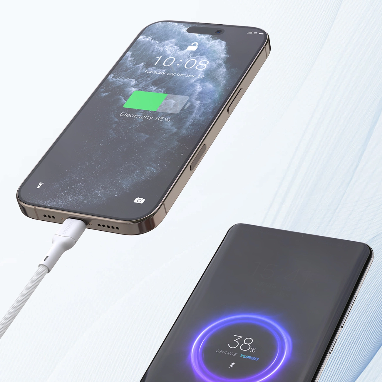 USB-C Data- och Laddningskabel - USB-C Dudao L9C Max, 240W, 2m, Vit