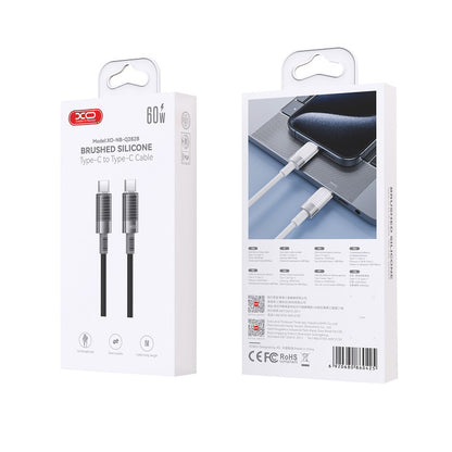USB-C till USB-C data- och laddningskabel XO Design NB-Q282B, 60W, 1m, Svart
