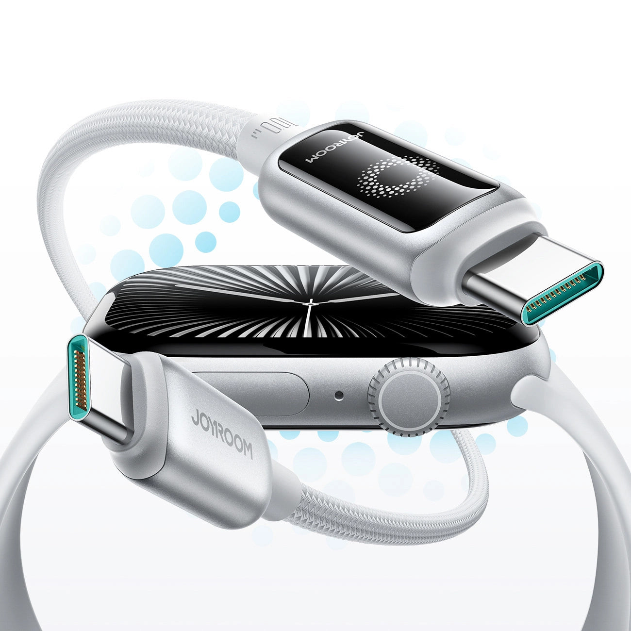 USB-C till USB-C data- och laddningskabel Joyroom S-A55 StarFlight Display, 100W, 1.2m, Vit