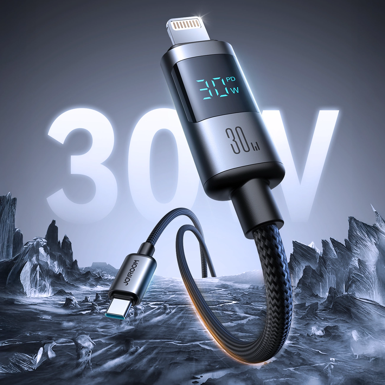 USB-C till Lightning Joyroom S-A16 Pro Prism Display data- och laddningskabel, 30W, 1.2m, Svart