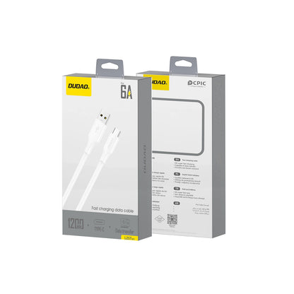 Data- och laddningskabel USB-A till USB-C Dudao L2sT, 60W, 1.2m, Vit