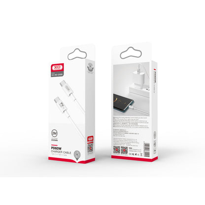 USB-C Data- och Laddningskabel - USB-C XO Design NB-Q190B, 60W, 2m, Vit