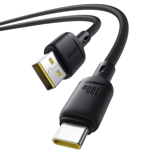 USB-A till USB-C Baseus Silky data- och laddningskabel, 100W, 1m, Svart P10377703113-00