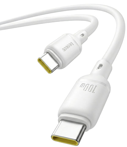 USB-C till USB-C Data- och Laddningskabel Baseus Silky, 100W, 1m, Vit P10377704213-00