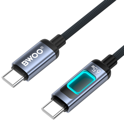 USB-C Data- och laddningskabel - USB-C BWOO X324CC Display, 65W, 1m, Svart