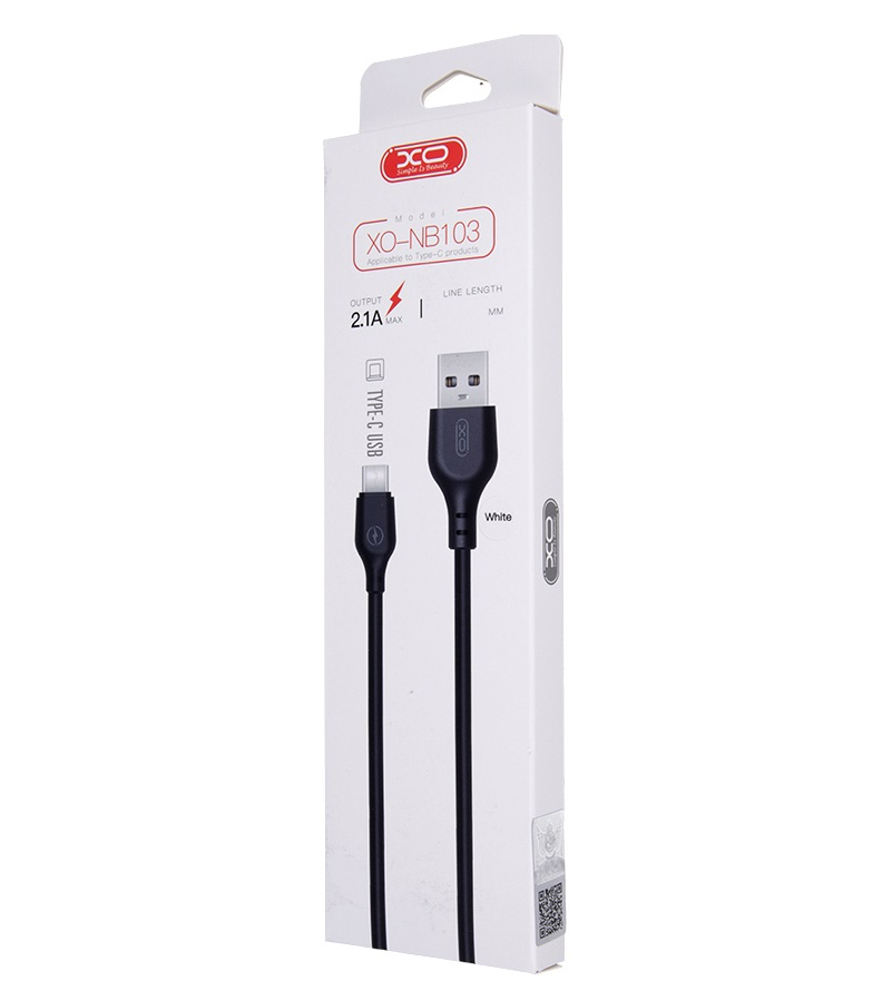 USB-A till USB-C data- och laddningskabel XO Design NB103, 18W, 2m, Svart