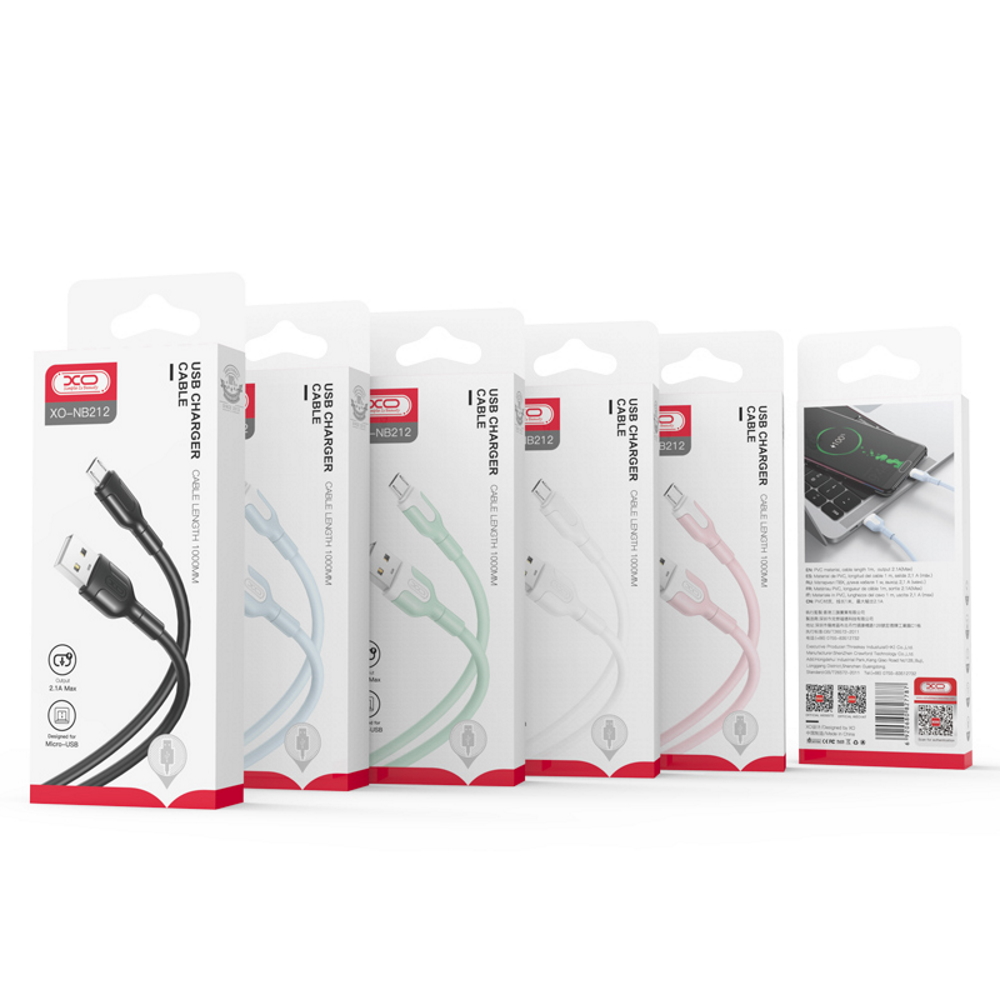 USB-A - Lightning Data- och Laddningskabel XO Design NB212, 18W, 1m, Vit