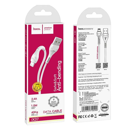 Data- och laddningskabel USB-A - Lightning HOCO X37, 18W, 1m, Vit