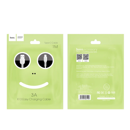 USB-A till USB-C HOCO X13 Easy data- och laddningskabel, 18W, 1m, Svart