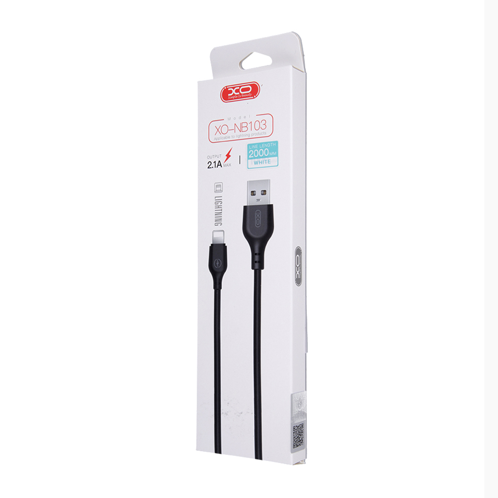 Data- och laddningskabel USB-A - Lightning XO Design NB103, 18W, 2m, Vit