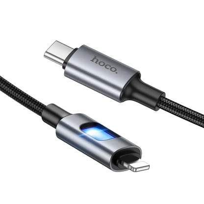 USB-C till Lightning data- och laddningskabel HOCO U144 Led, 27W, 1,2m, svart