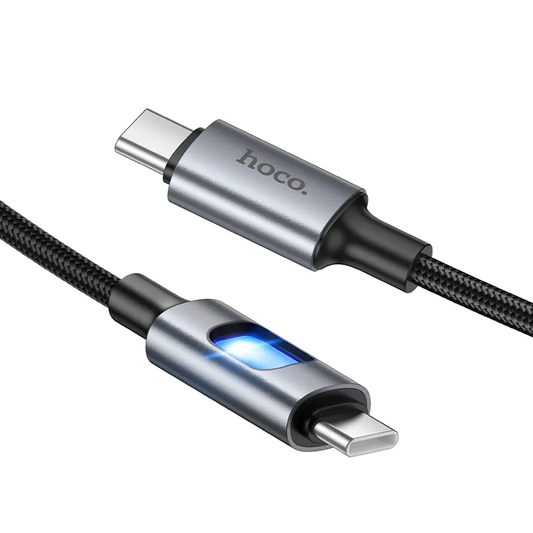 USB-C Data- och laddningskabel - USB-C HOCO U144 Led, 60W, 1,2m, Svart