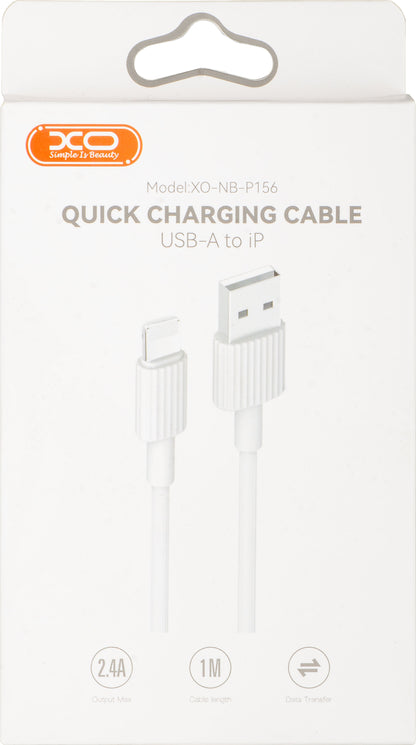 Data- och laddningskabel USB-A - Lightning XO Design NB156, 18W, 1m, Vit