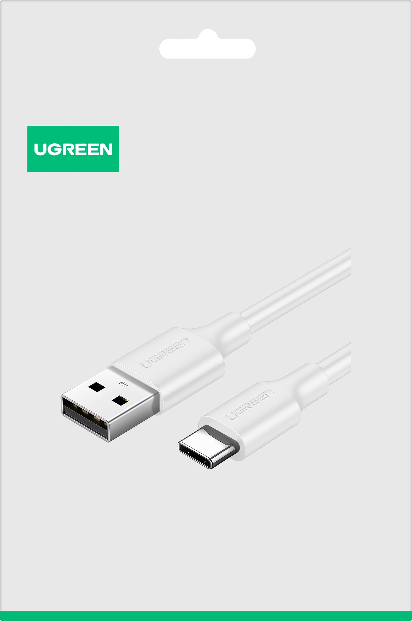 USB-A till USB-C data- och laddningskabel UGREEN US287, 18W, 1,5m, Vit