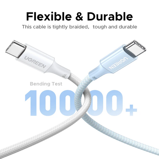 USB-C Data- och laddningskabel - USB-C UGREEN L502 (35221), 100W, 2m, Vit